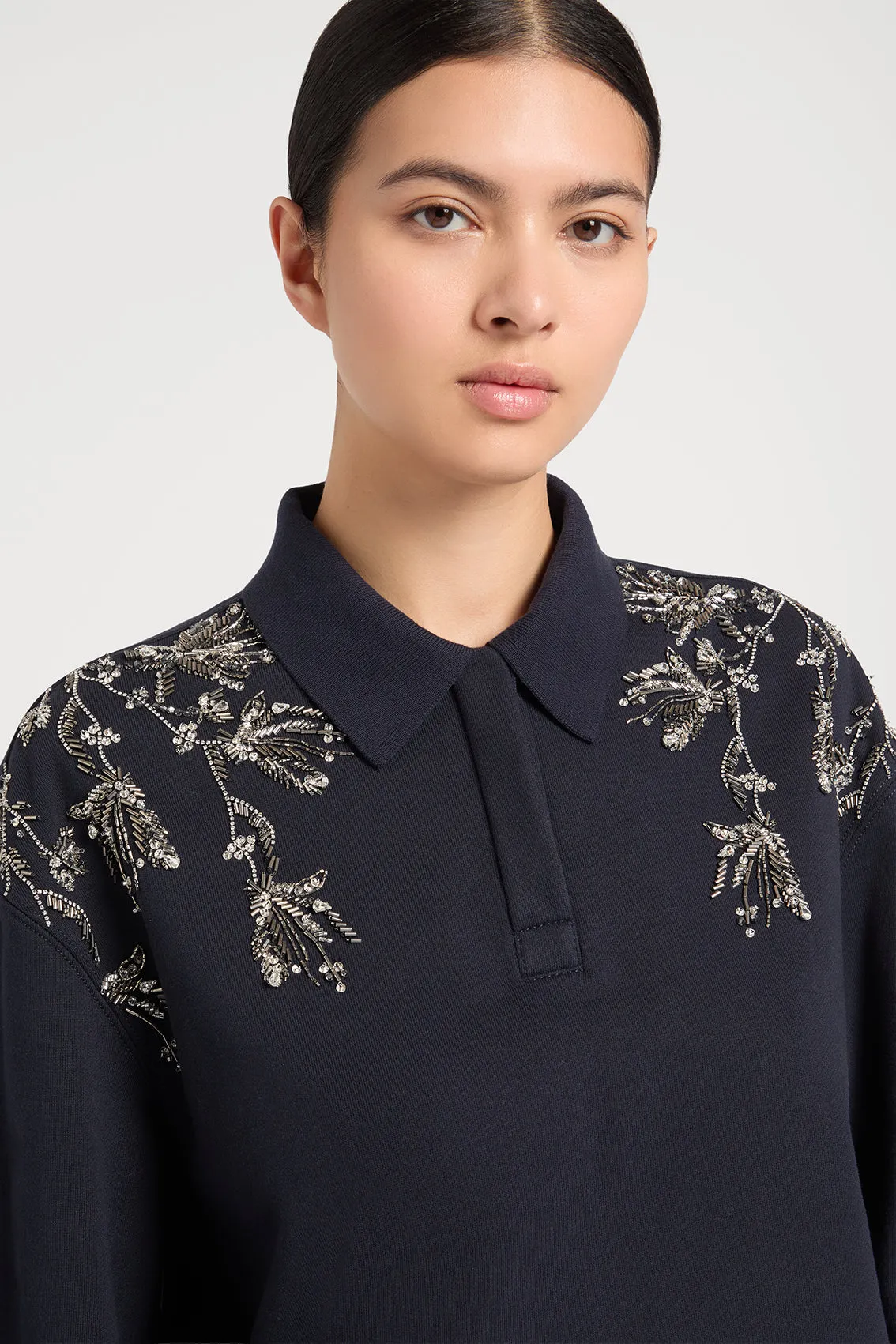 EMBELLISHED FLORAL POLO TOP sold by Ports 1961 product image thumbnail 4