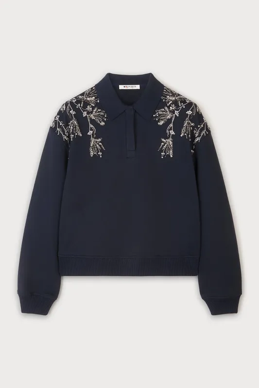 EMBELLISHED FLORAL POLO TOP made by Ports 1961