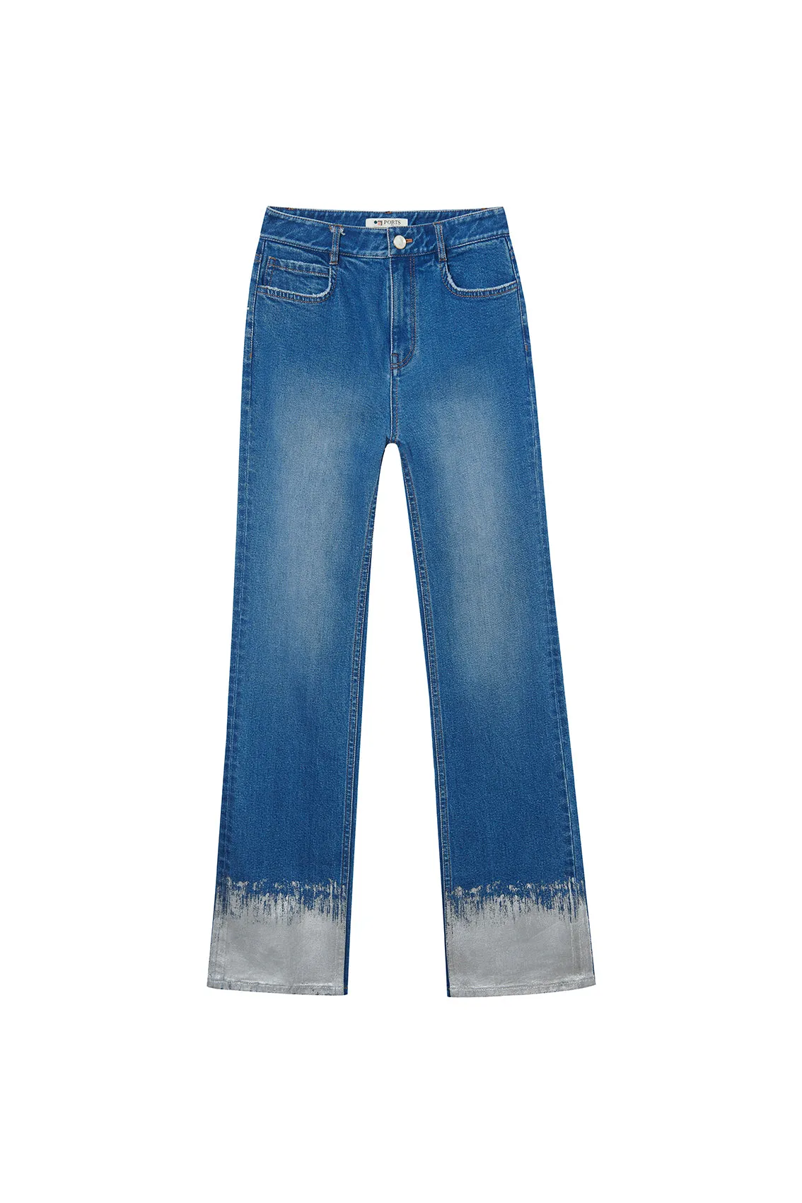 SILVER-DIPPED STRAIGHT-LEG JEANS sold by Ports 1961