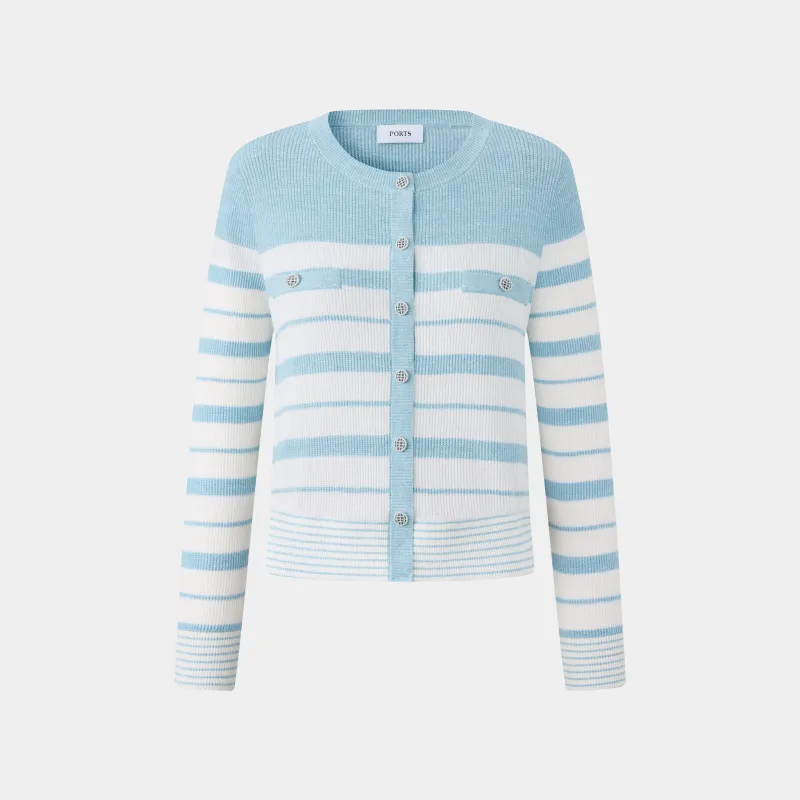 STRIPED KNITTED CARDIGAN WITH POCKETS made by Ports 1961