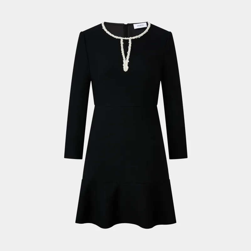 NECKLINE RUFFLE HEM DRESS made by Ports 1961