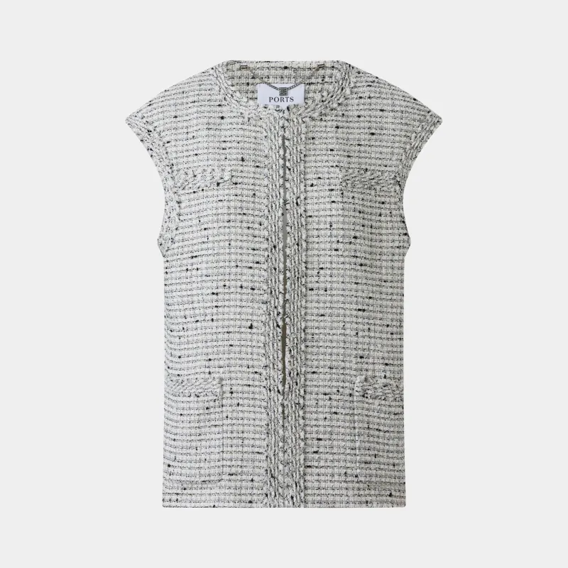 MONOCHROME TWEED SLEEVELESS VEST made by Ports 1961