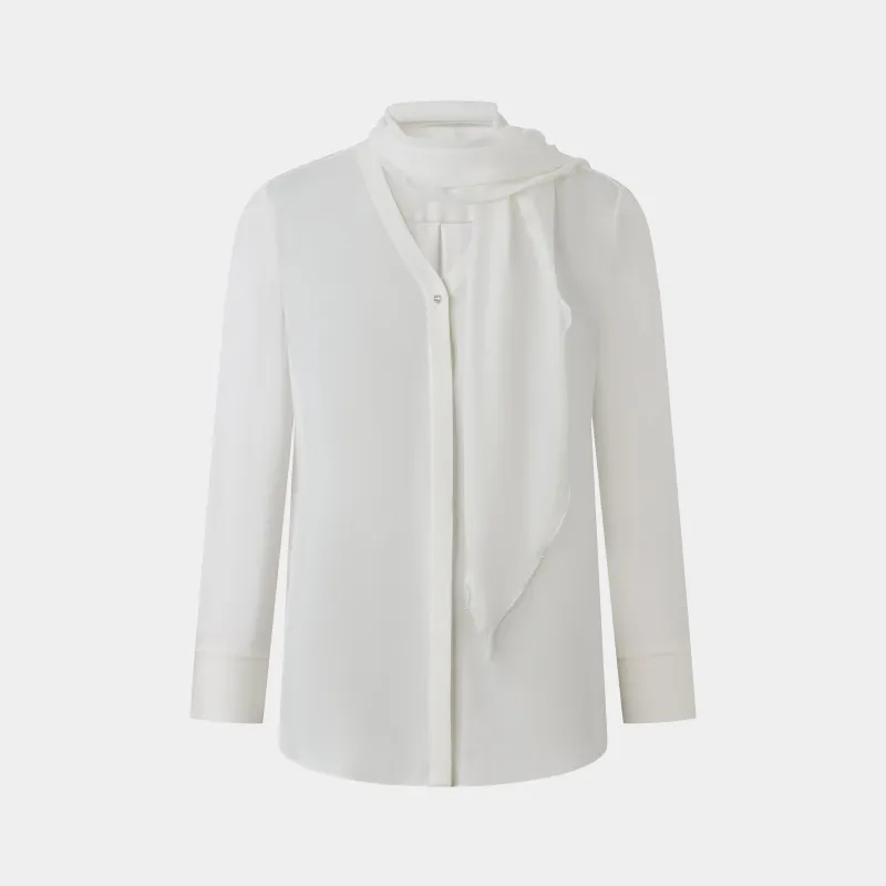 WHITE BLOUSE WITH SCARF made by Ports 1961