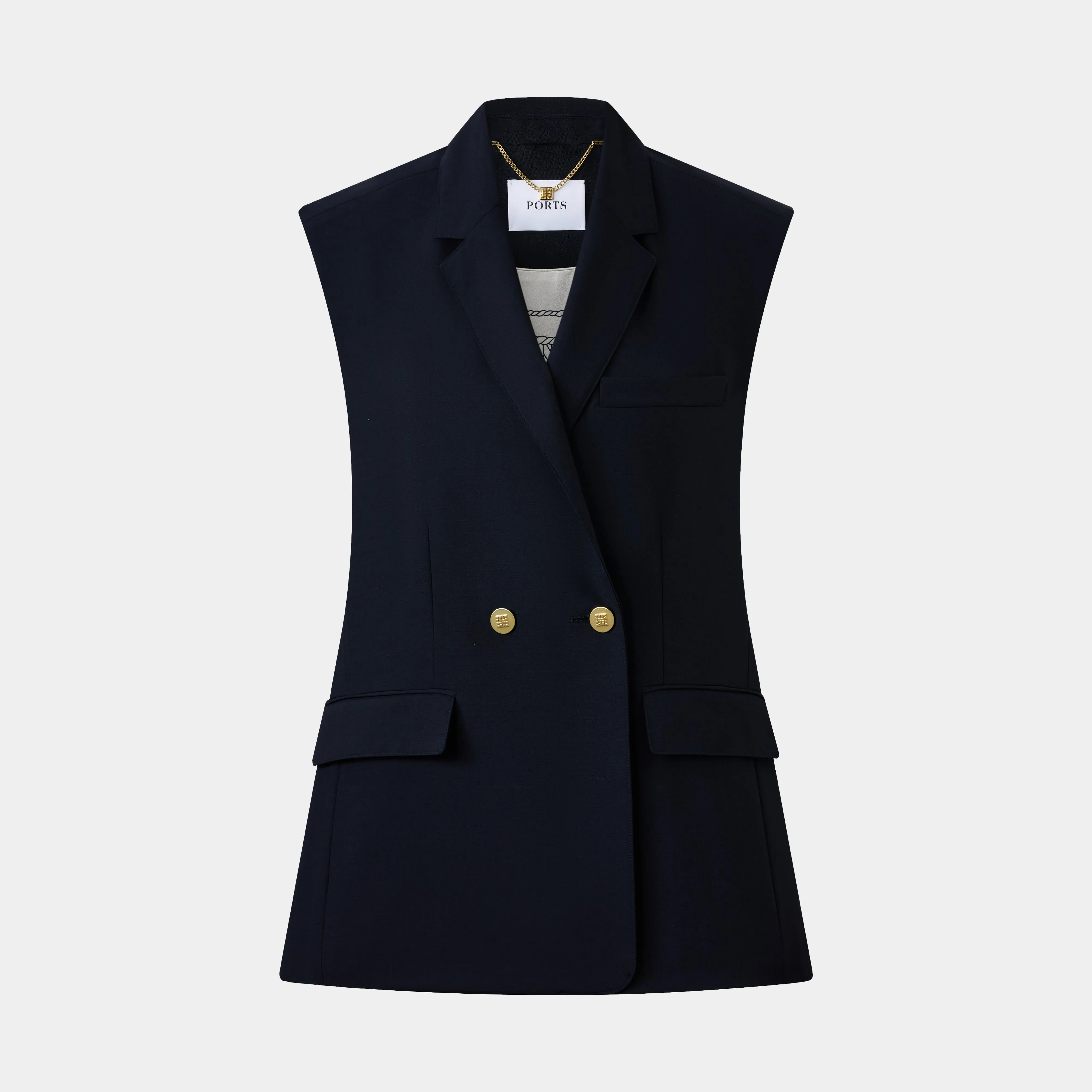 SLEEVELESS DOUBLE-BREASTED BLAZER VEST sold by Ports 1961