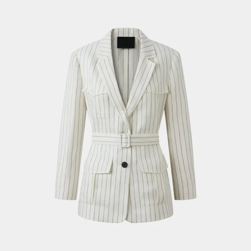 STRIPED BELTED UTILITY BLAZER made by Ports 1961