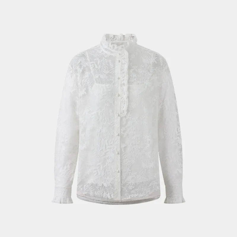 EMBROIDERED MARINE RUFFLE SHIRT sold by Ports 1961