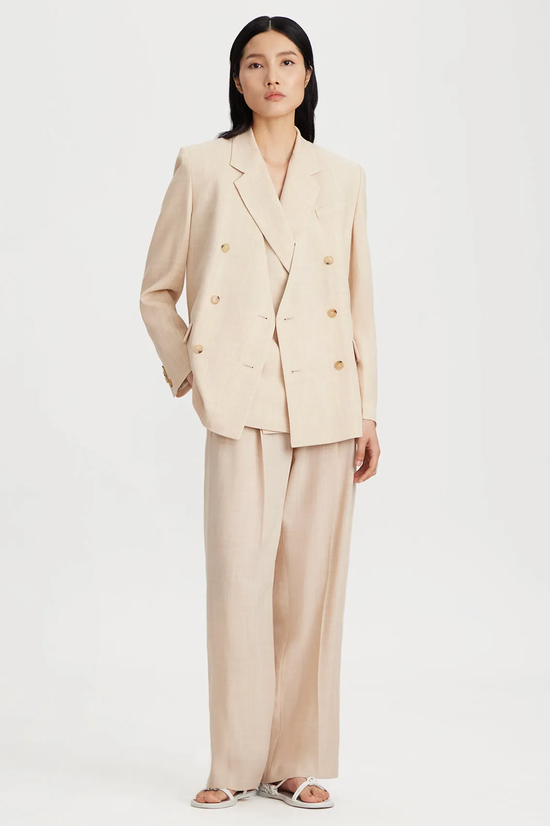 BEIGE PLEATED WIDE PANTS sold by Ports 1961 product image thumbnail 2