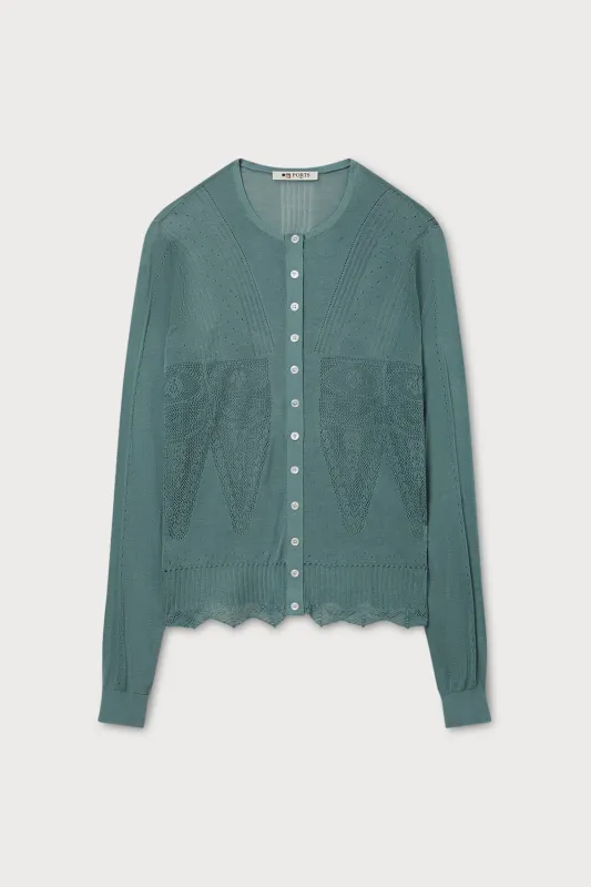 TRELLIS POINTELLE KNIT CARDIGAN made by Ports 1961
