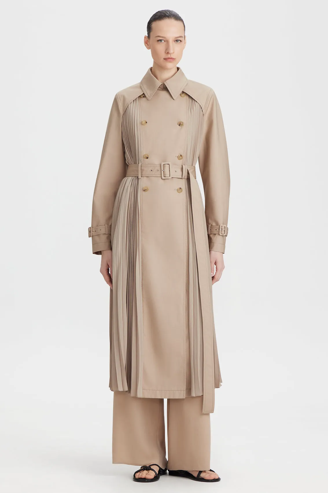 PLEATED DOUBLE-BREASTED TRENCH COAT sold by Ports 1961 product image thumbnail 2