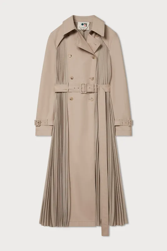PLEATED DOUBLE-BREASTED TRENCH COAT made by Ports 1961