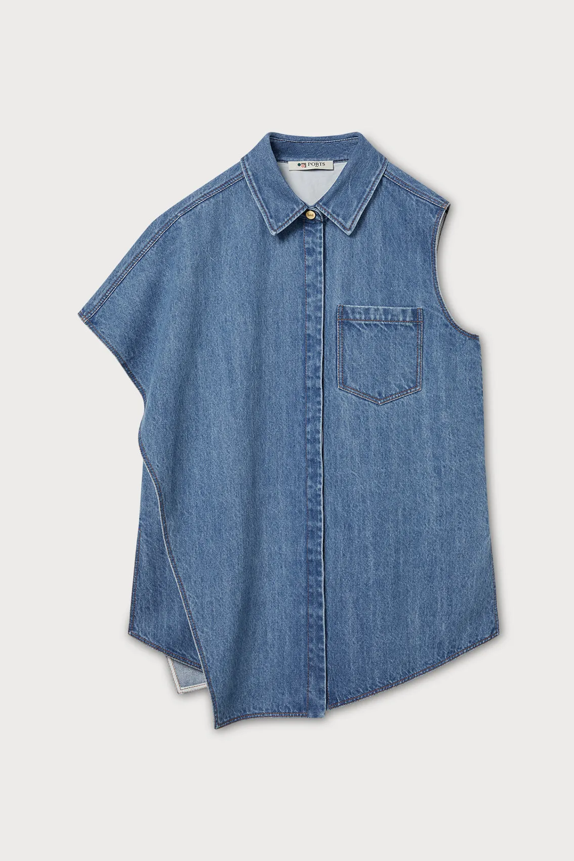 ASYMMETRIC DENIM BUTTON SHIRT sold by Ports 1961