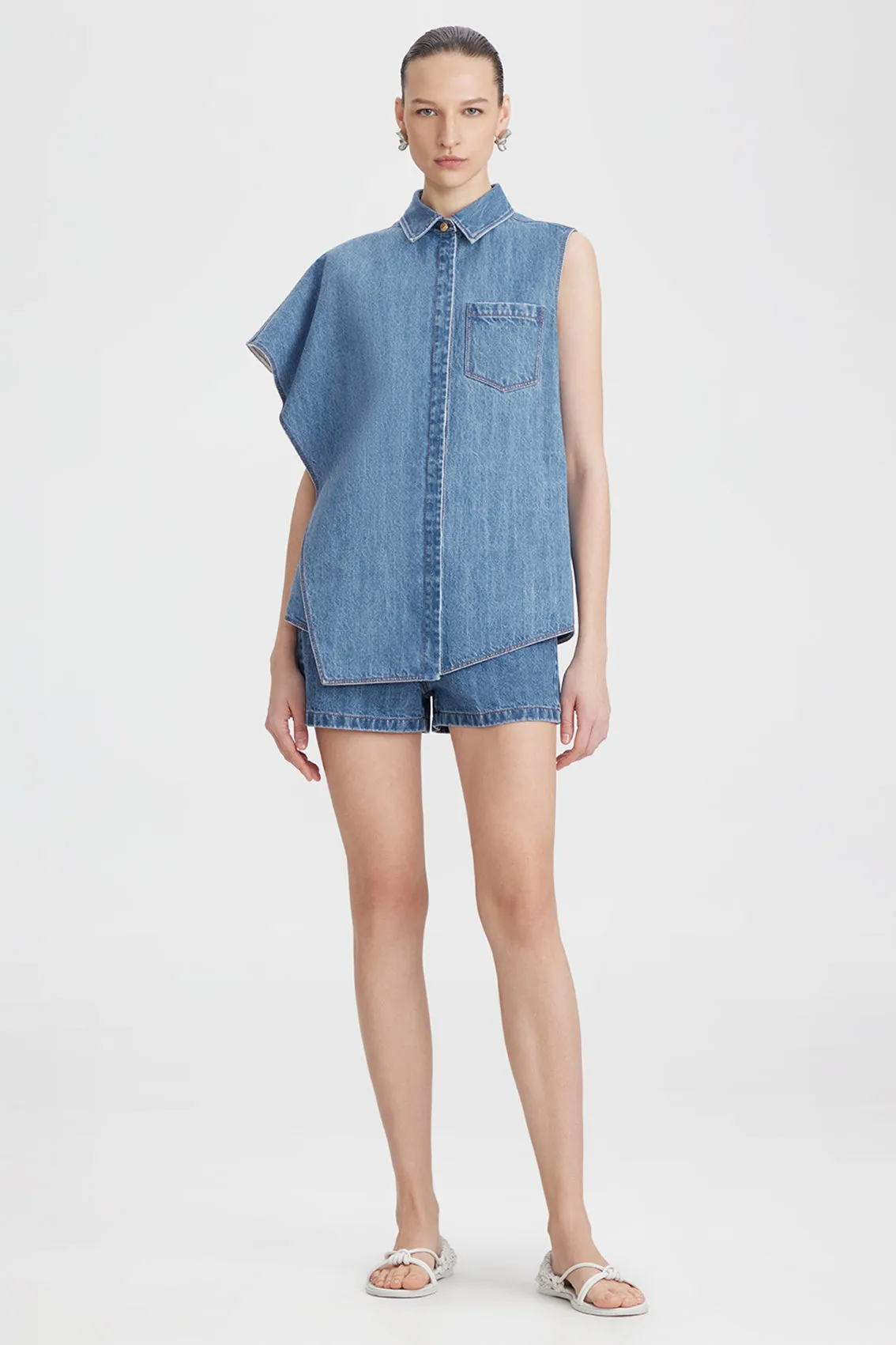 ASYMMETRIC DENIM BUTTON SHIRT sold by Ports 1961 product image thumbnail 2