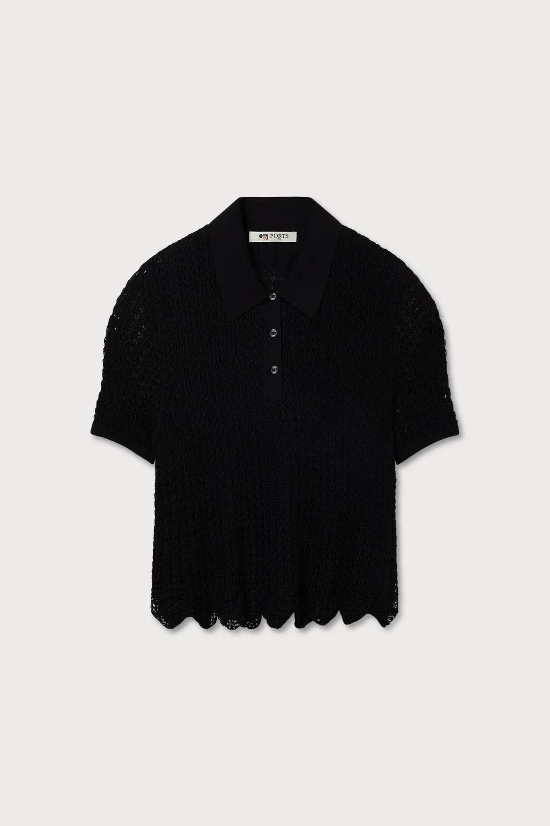 BLACK OPENWORK POLO TOP sold by Ports 1961