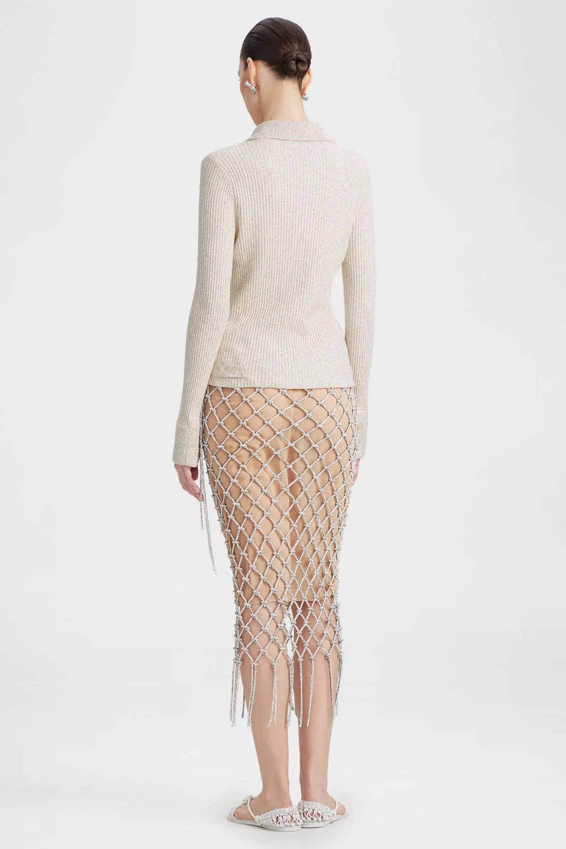 BEIGE COLLARED RIB CARDIGAN sold by Ports 1961 product image thumbnail 3