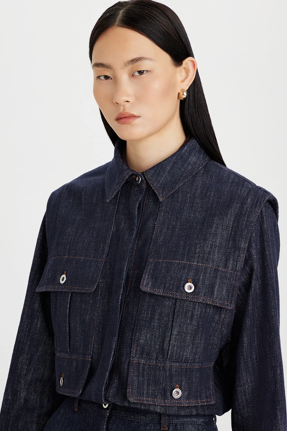 CONTRAST COLLAR DENIM UTILITY SHIRT sold by Ports 1961 product image thumbnail 4