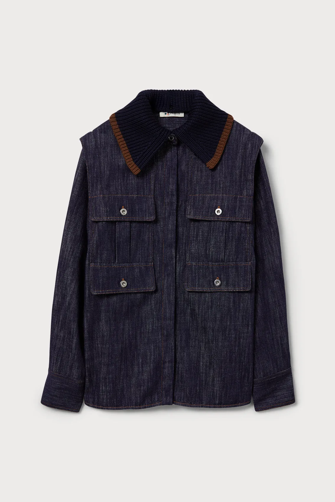 CONTRAST COLLAR DENIM UTILITY SHIRT sold by Ports 1961