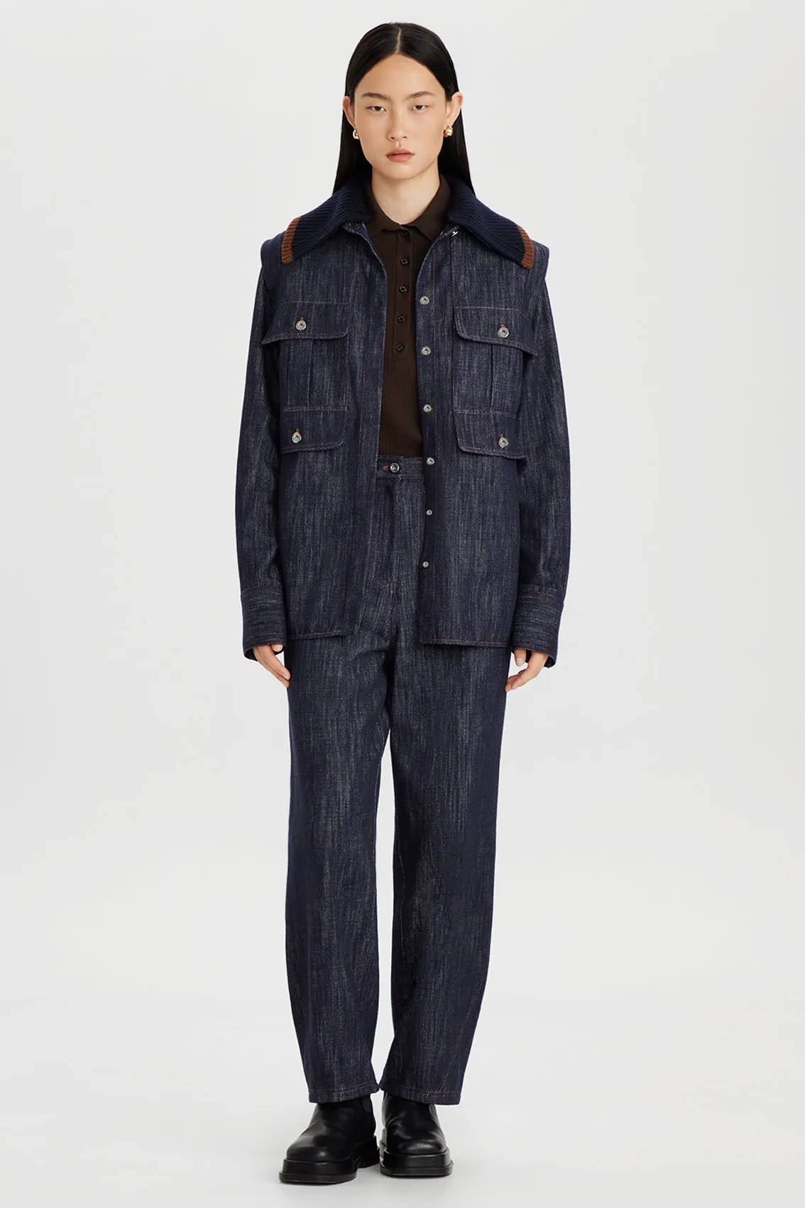 CONTRAST COLLAR DENIM UTILITY SHIRT sold by Ports 1961 product image thumbnail 2