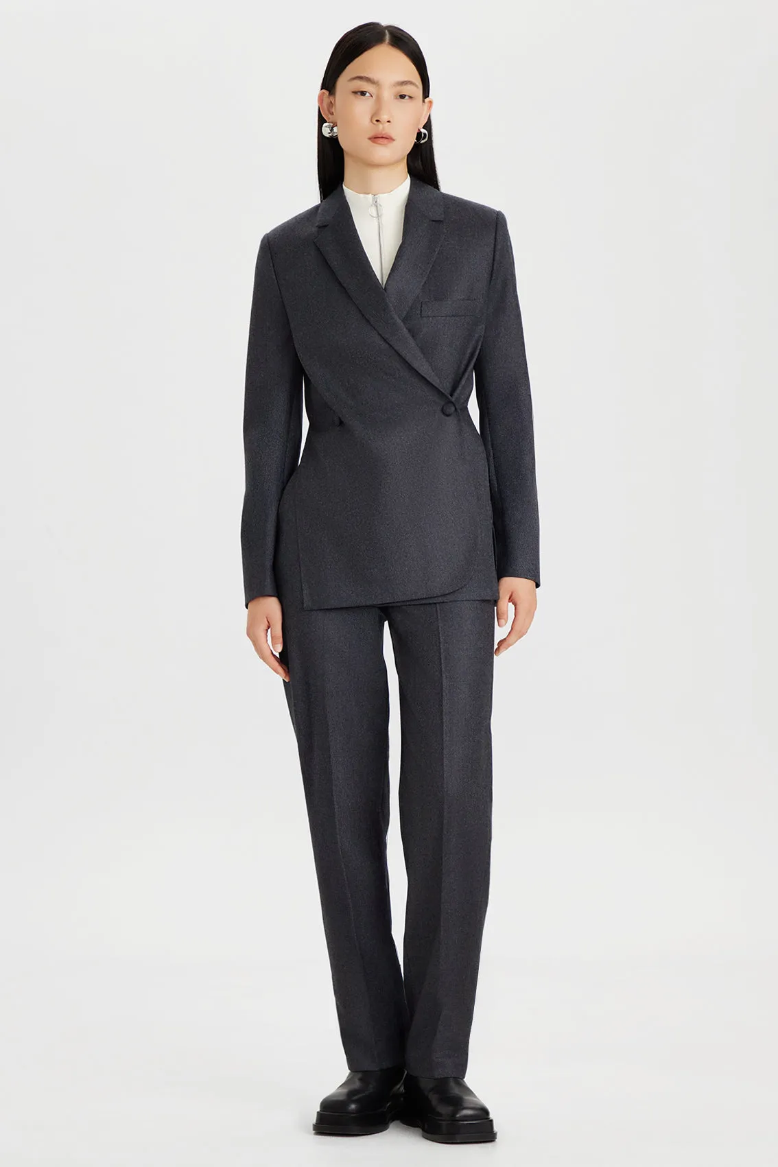 GREY WOOL STRAIGHT-LEG TROUSERS sold by Ports 1961 product image thumbnail 2