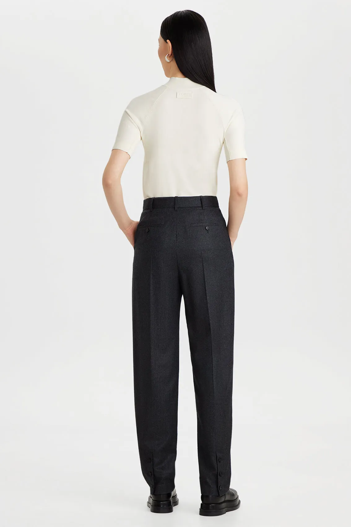 GREY WOOL STRAIGHT-LEG TROUSERS sold by Ports 1961 product image thumbnail 3