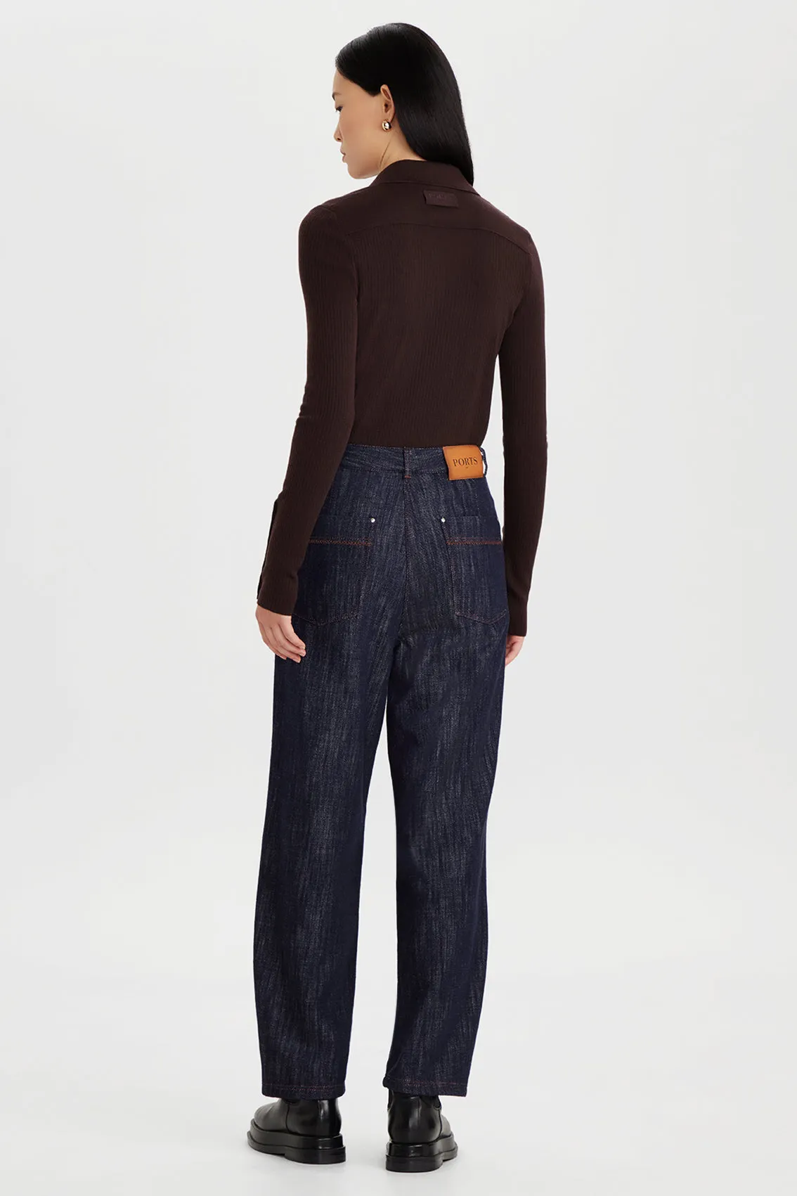 COTTON DENIM STRAIGHT‑LEG TROUSERS sold by Ports 1961 product image thumbnail 3