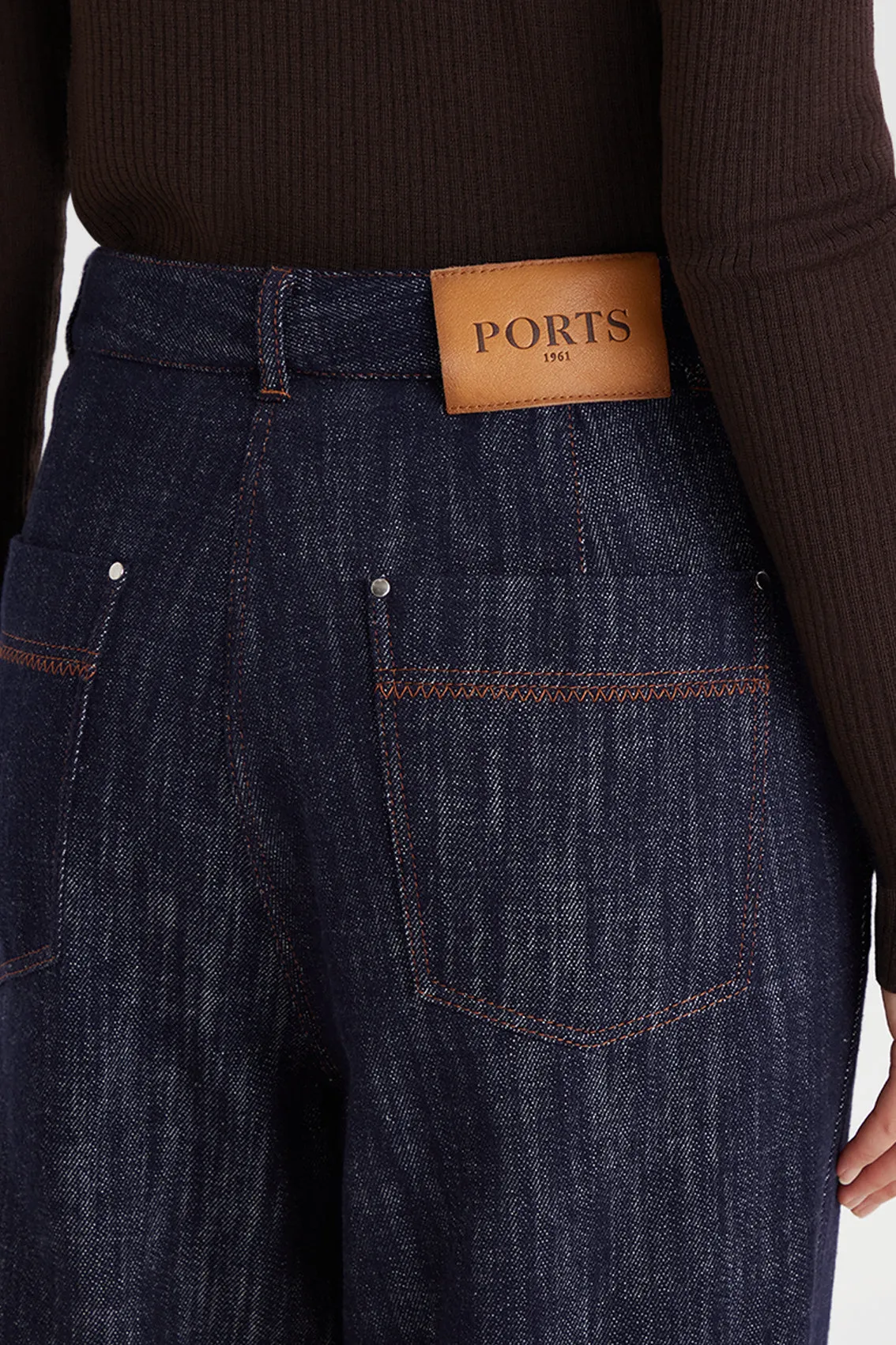 COTTON DENIM STRAIGHT‑LEG TROUSERS sold by Ports 1961 product image thumbnail 4