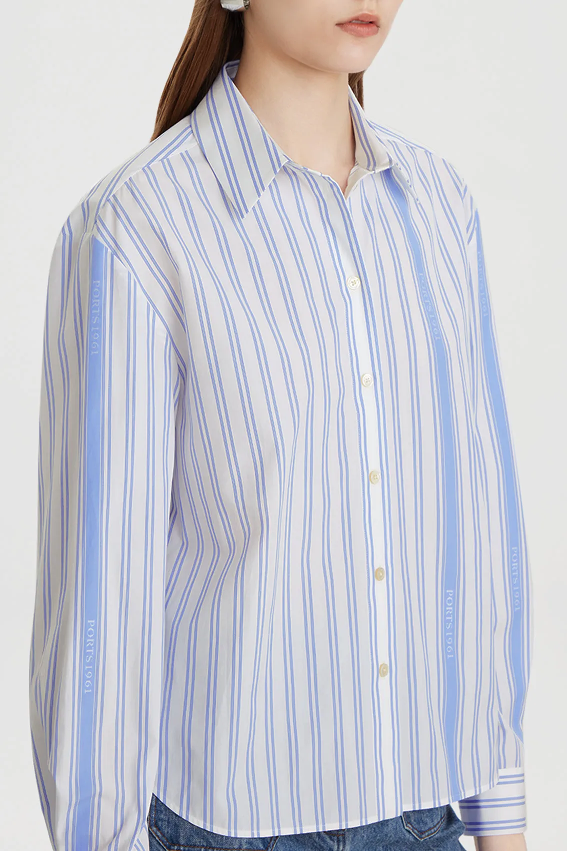 STRIPED COTTON LOGO SHIRT sold by Ports 1961 product image thumbnail 4