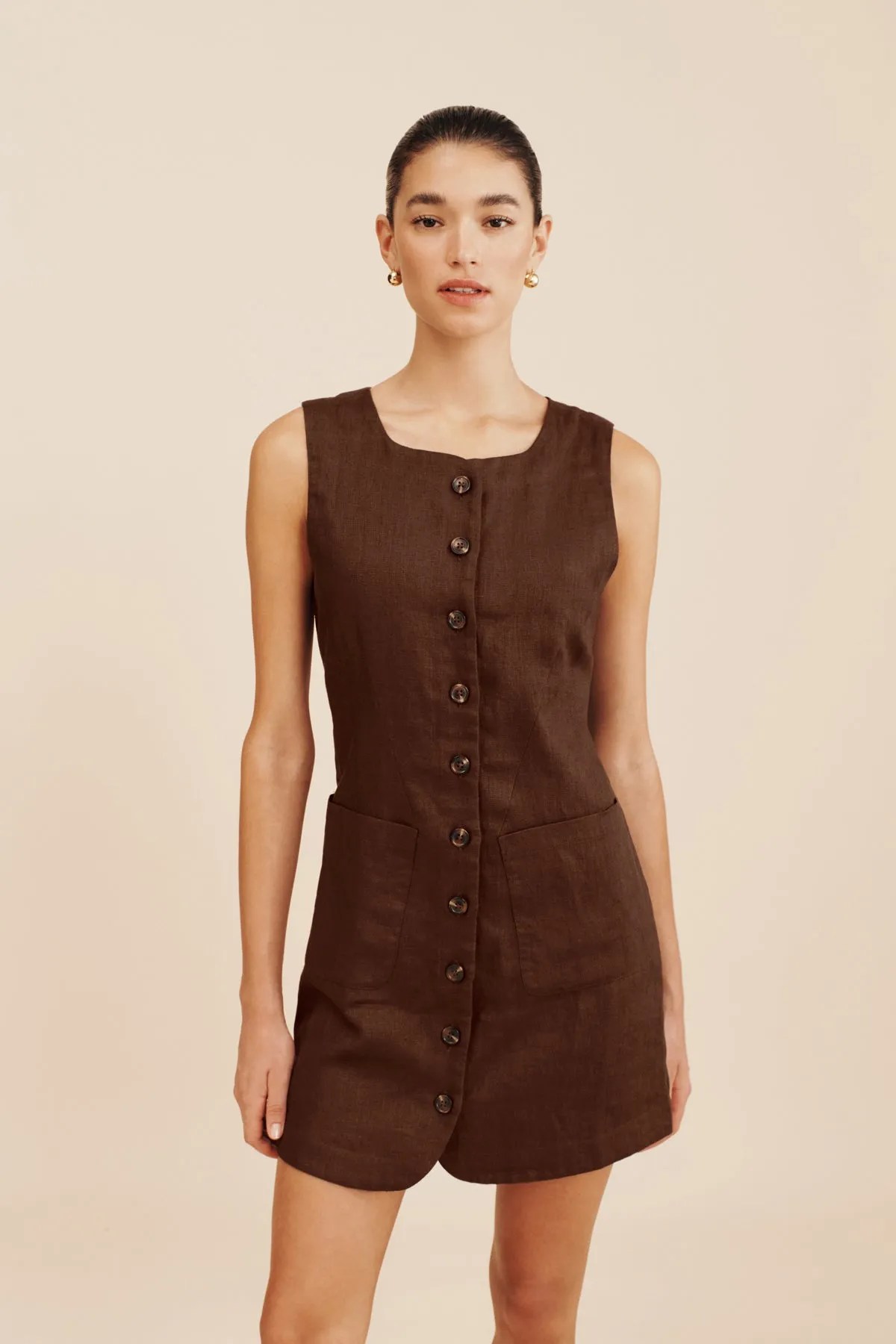 EMMA BUTTON DOWN MINI - CHOCOLATE sold by Posse product image thumbnail 3