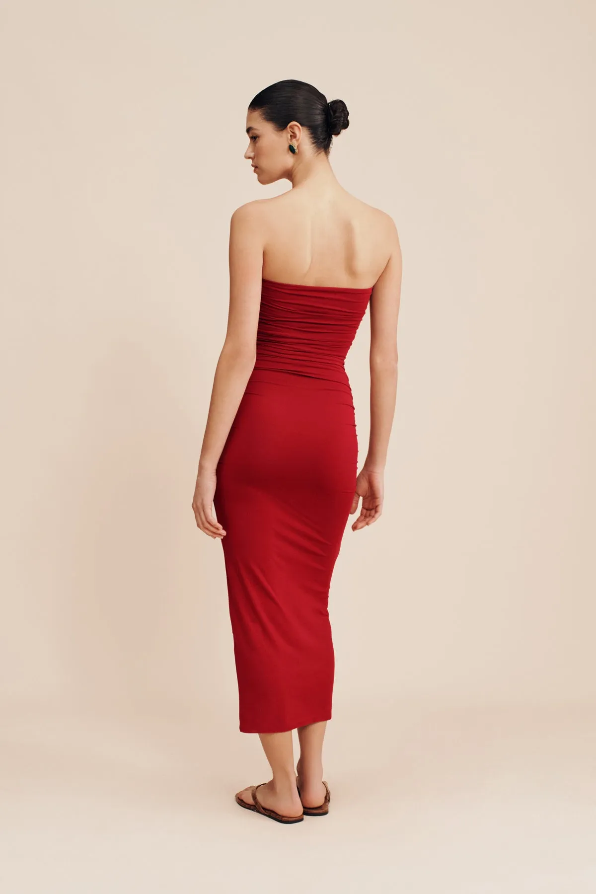 ISABELA STRAPLESS DRESS - CRIMSON sold by Posse product image thumbnail 5