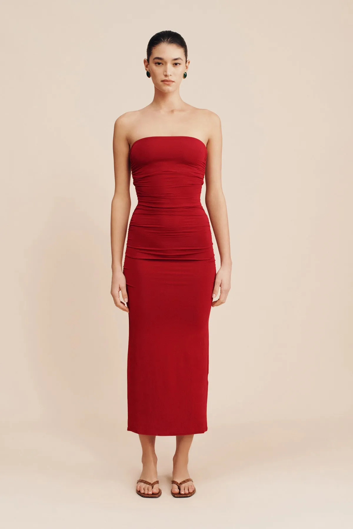 ISABELA STRAPLESS DRESS - CRIMSON sold by Posse product image thumbnail 2