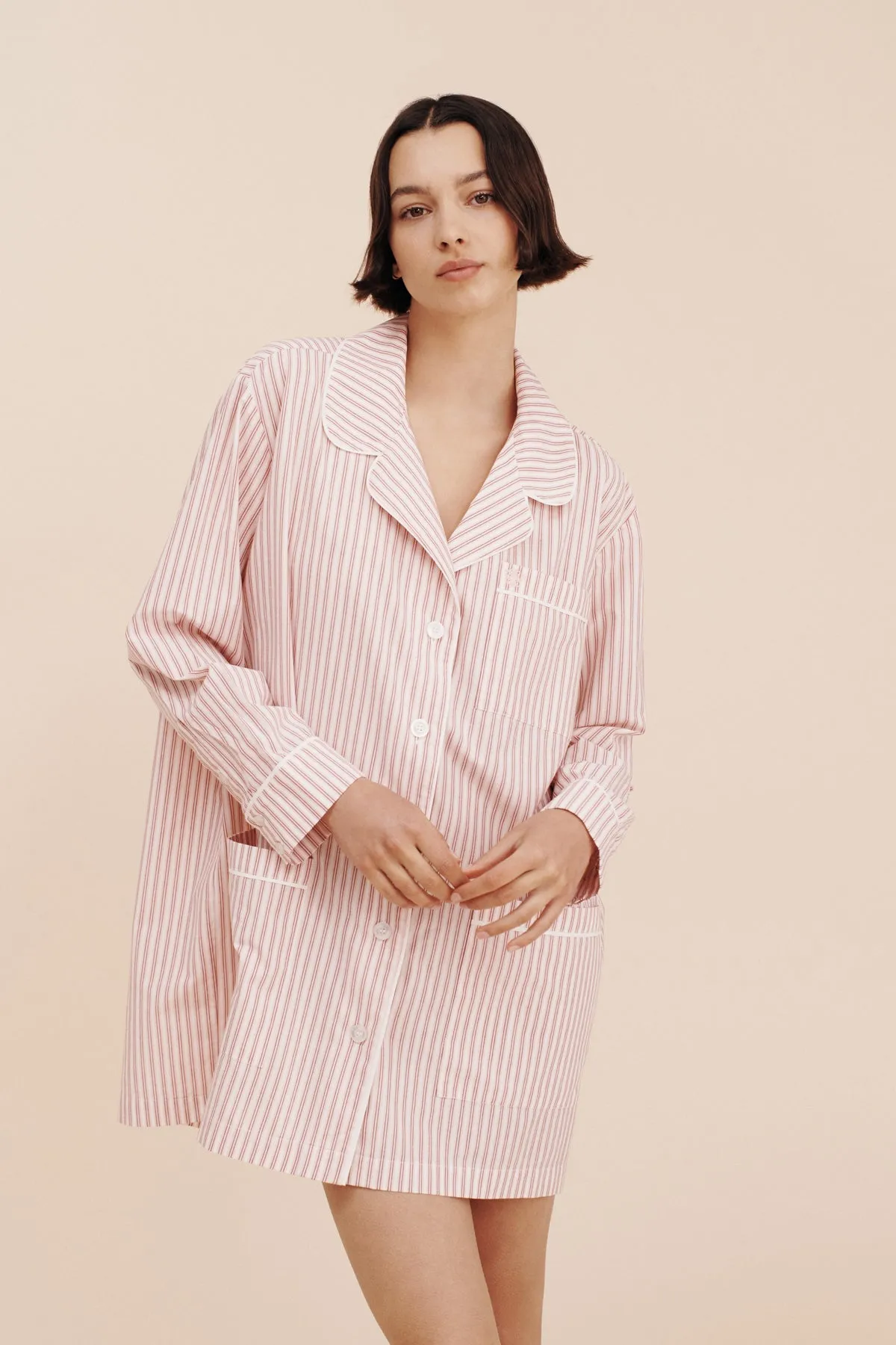 EDIE SHIRT DRESS - STRAWBERRY STRIPE sold by Posse product image thumbnail 4