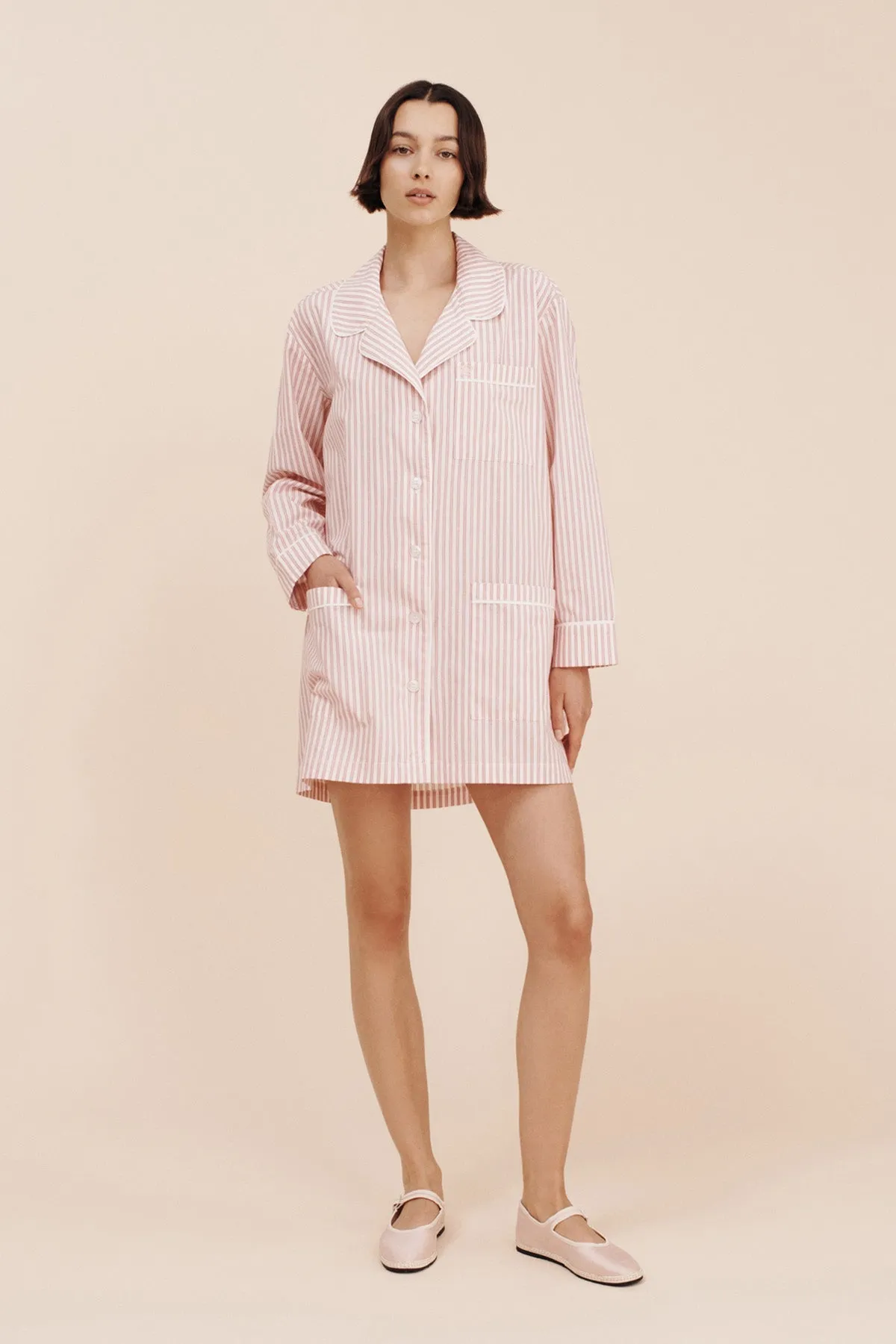 EDIE SHIRT DRESS - STRAWBERRY STRIPE sold by Posse