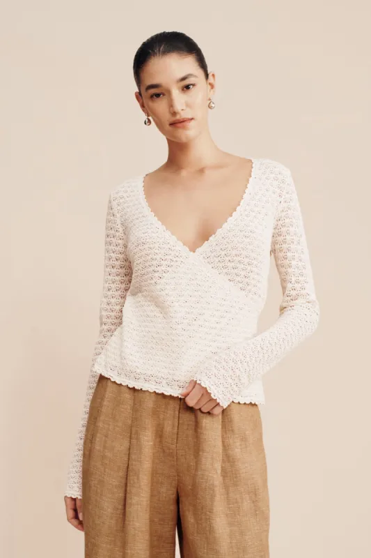 ROMY WRAP TOP - CREAM sold by Posse