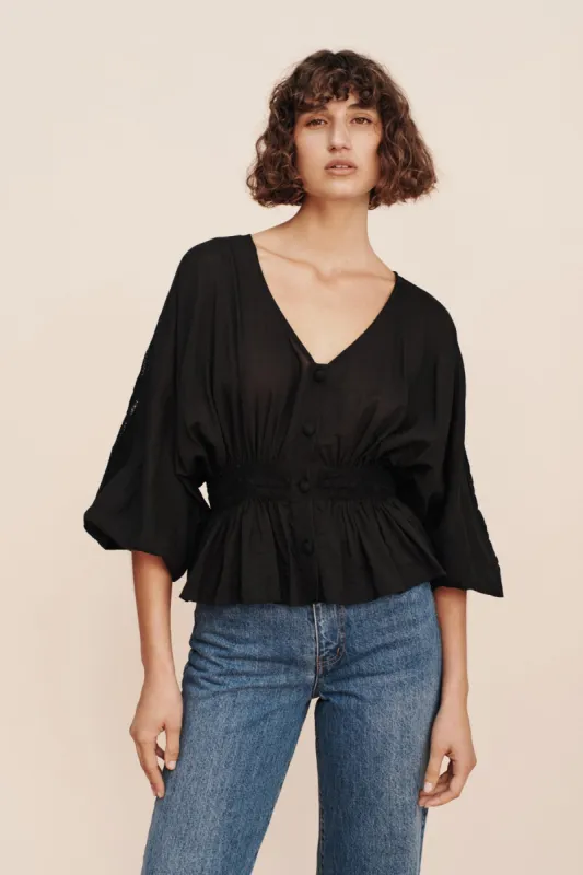 LILLIAN BLOUSE - BLACK sold by Posse