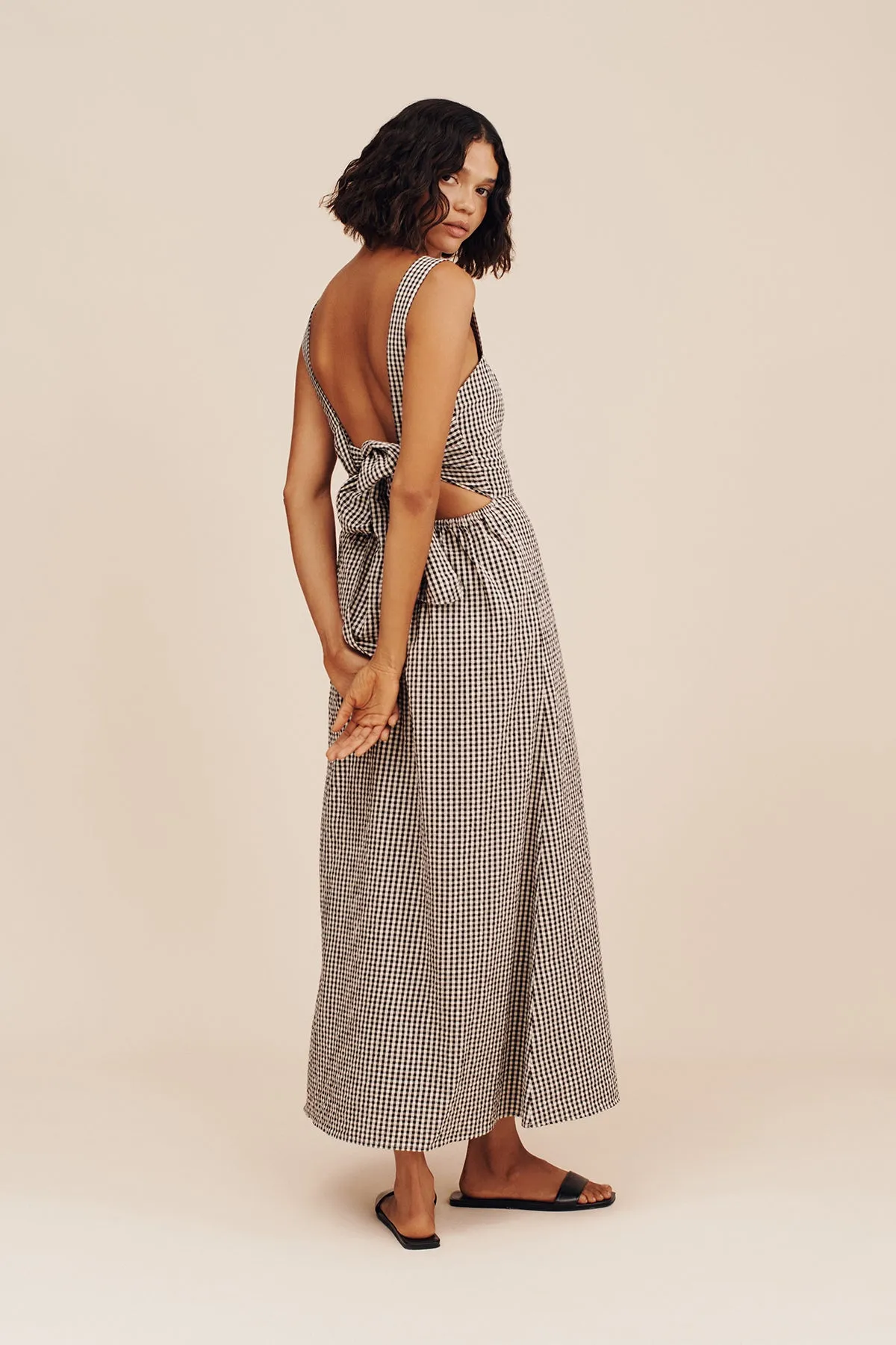 AMELIA SQUARE NECK DRESS - GINGHAM sold by Posse
