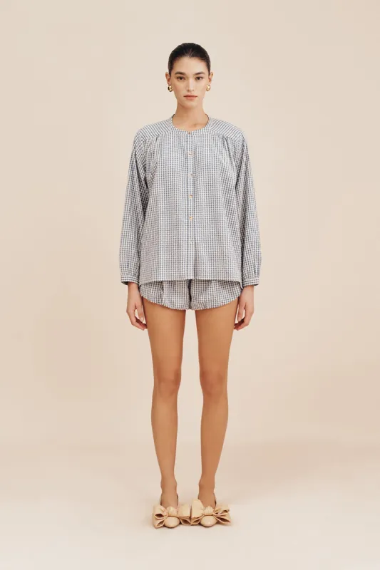 MIRA SHIRT - BLUE GINGHAM sold by Posse