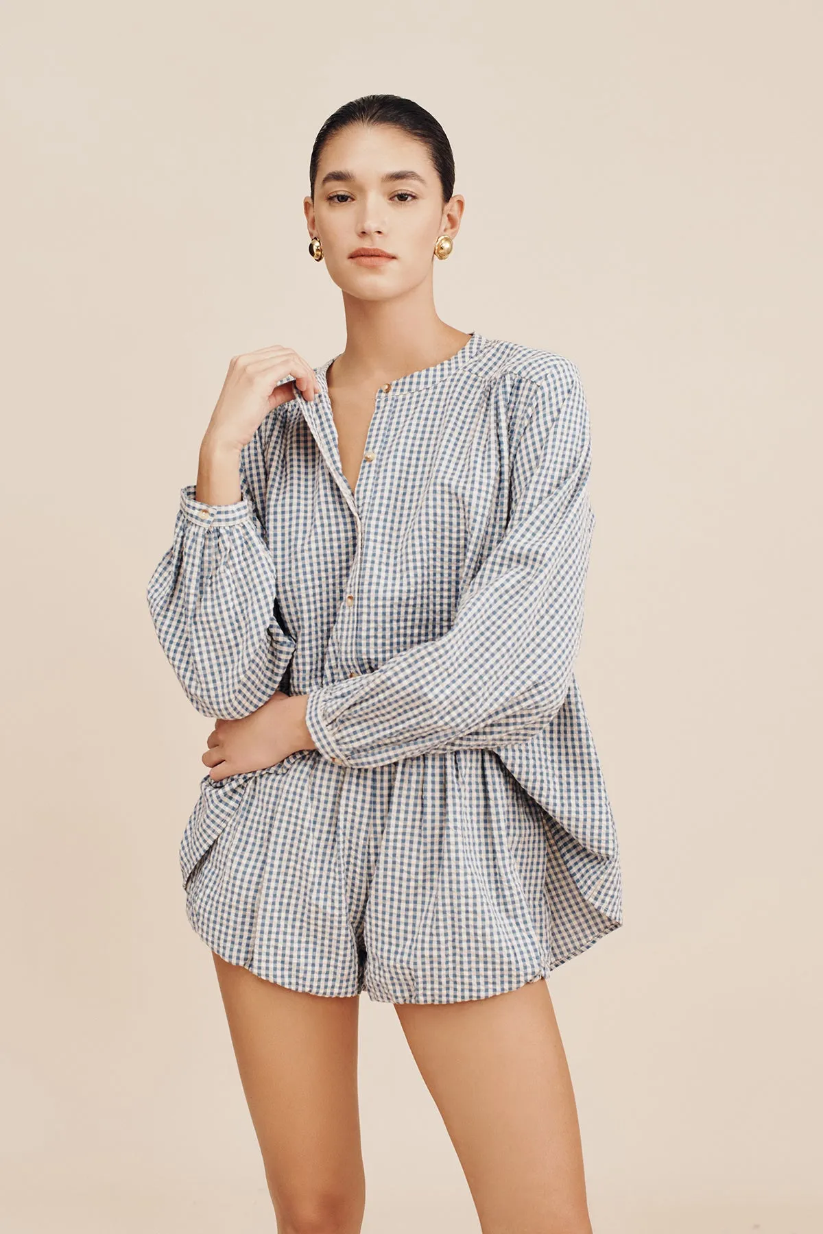 MIRA SHIRT - BLUE GINGHAM sold by Posse product image thumbnail 5