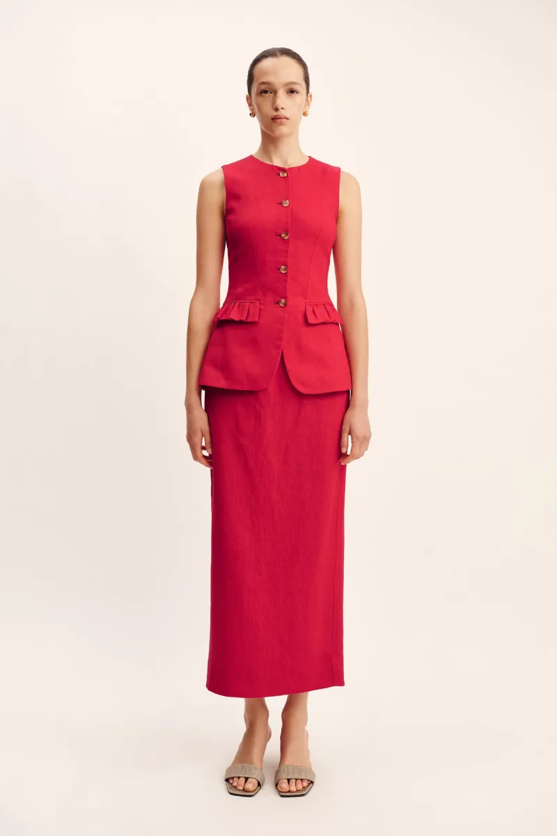 BONNIE PENCIL SKIRT - RED sold by Posse