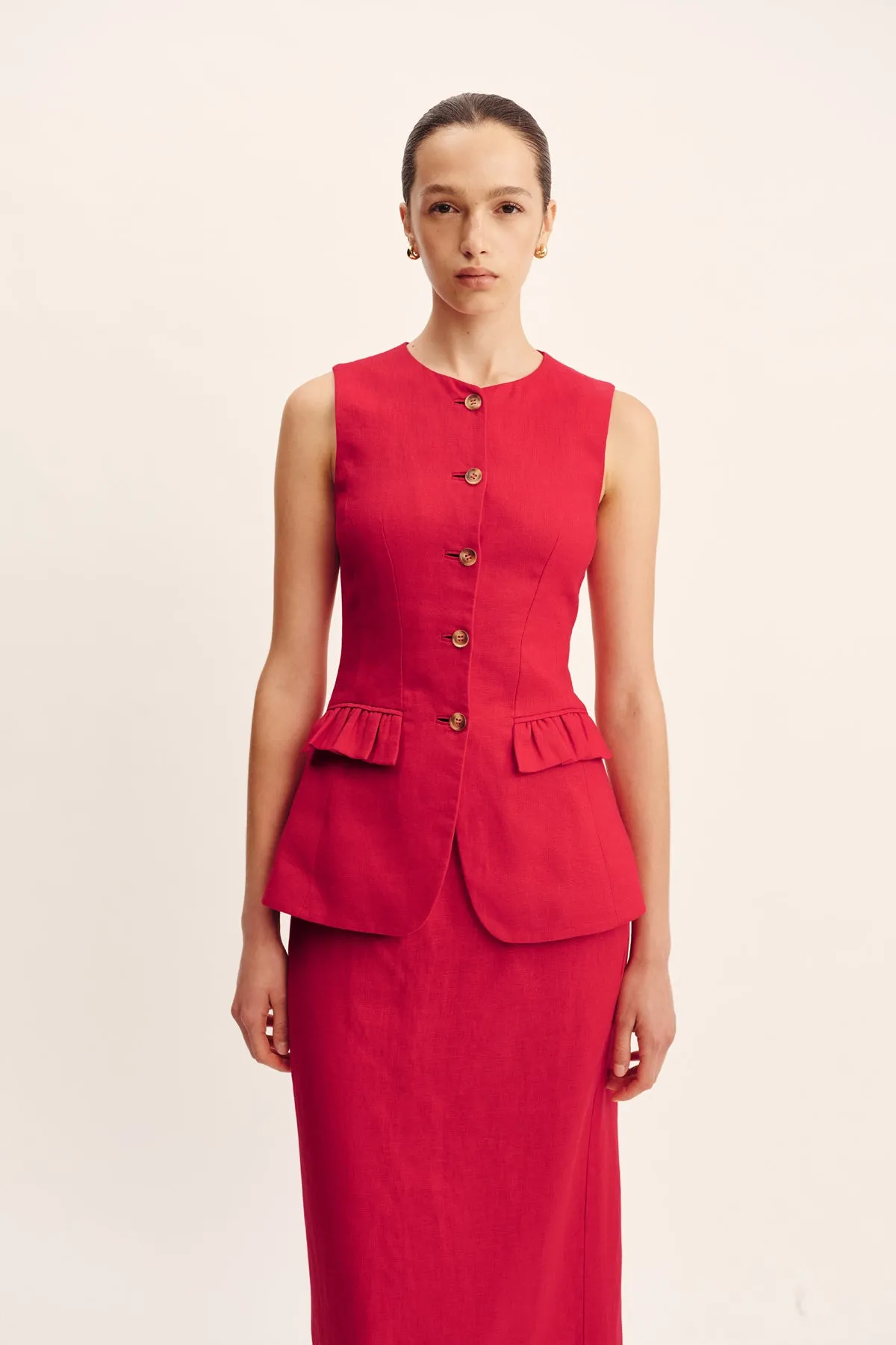 BONNIE PENCIL SKIRT - RED sold by Posse product image thumbnail 4