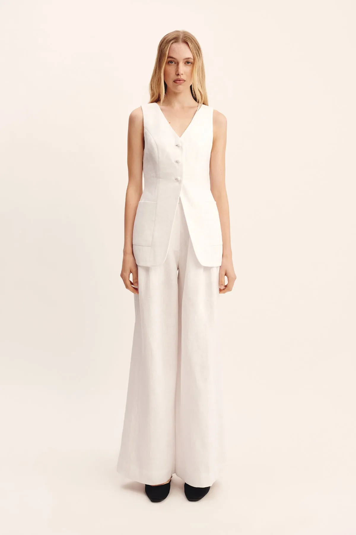 LORENZO TAILORED VEST - IVORY sold by Posse product image thumbnail 2