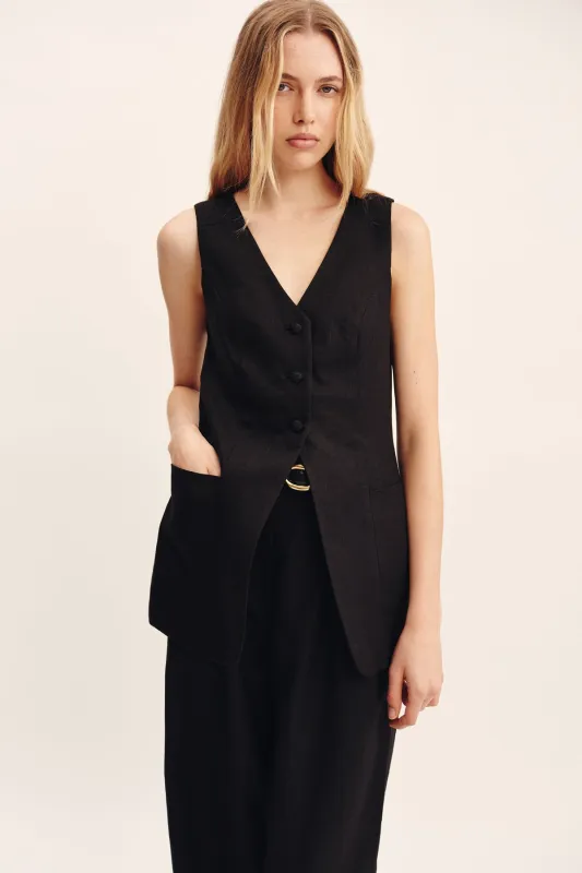 LORENZO TAILORED VEST - BLACK sold by Posse