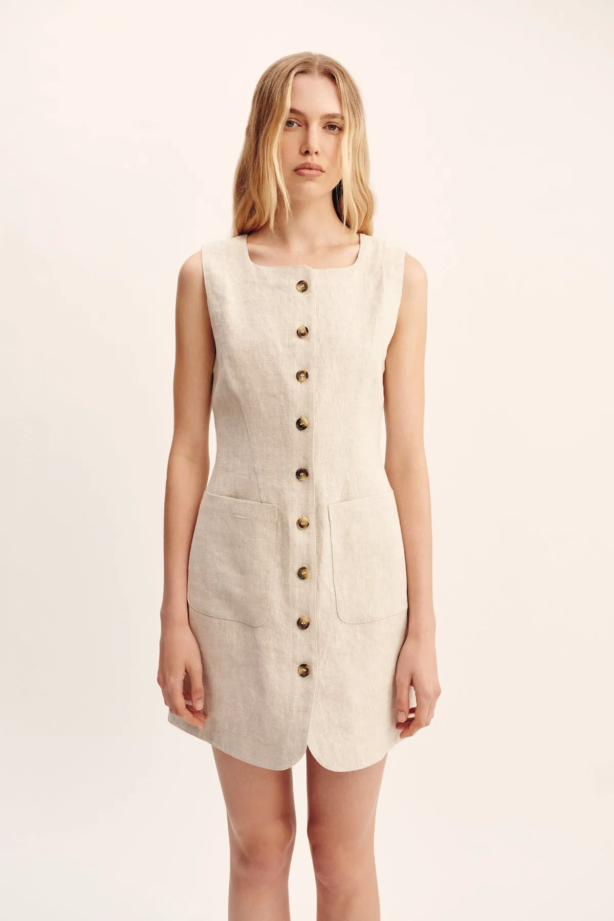 EMMA BUTTON DOWN DRESS - NATURAL sold by Posse product image thumbnail 2