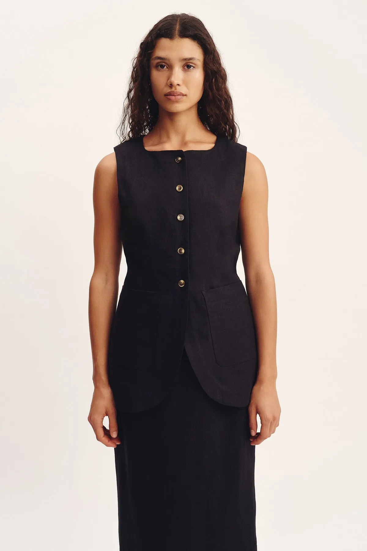 EMMA VEST - BLACK sold by Posse