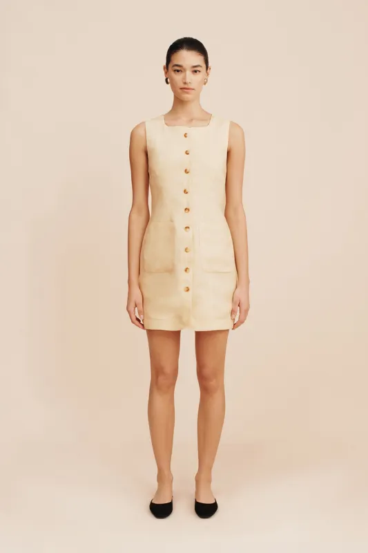EMMA BUTTON DOWN DRESS - DUSTY CITRON sold by Posse