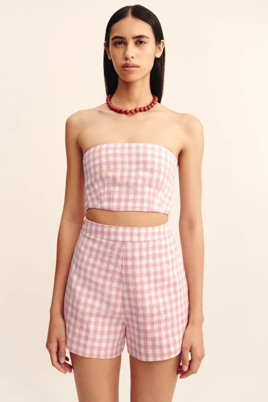 PAIGE BANDEAU - PINK GINGHAM sold by Posse