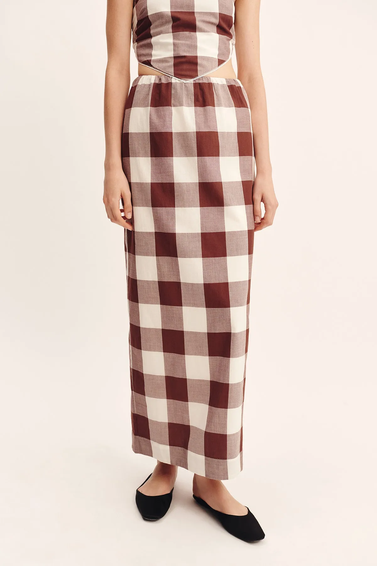 MIRA SKIRT - MOCHA GINGHAM sold by Posse product image thumbnail 2