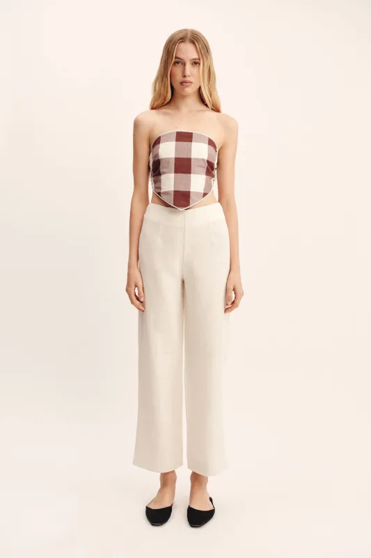 CALLIE TIE TOP - MOCHA GINGHAM sold by Posse