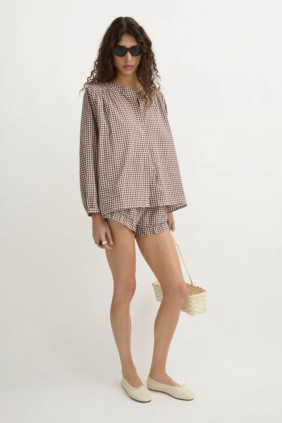 MIRA SHIRT - PETITE MOCHA GINGHAM sold by Posse product image thumbnail 4