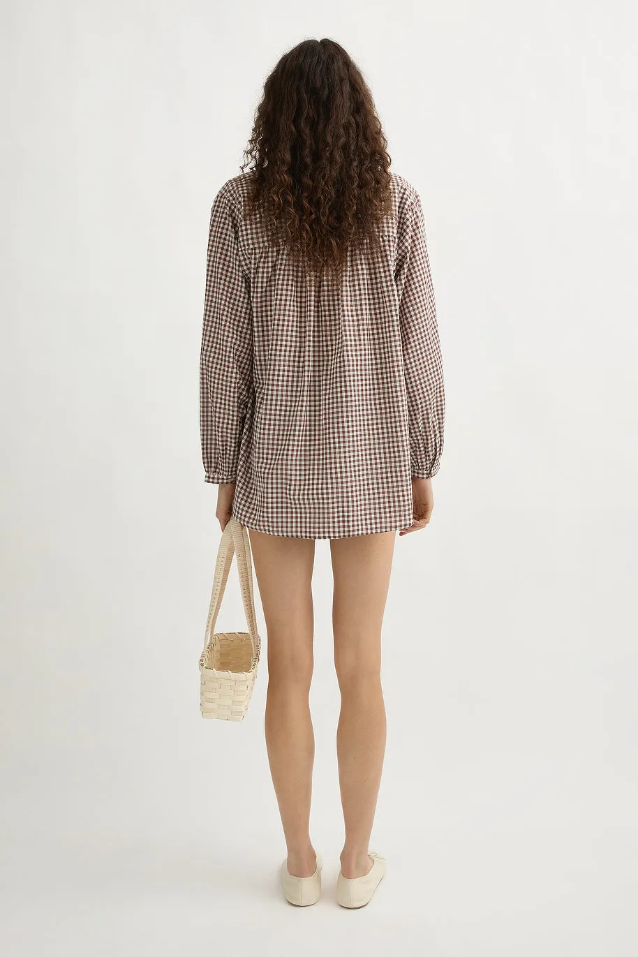 MIRA SHIRT - PETITE MOCHA GINGHAM sold by Posse product image thumbnail 3