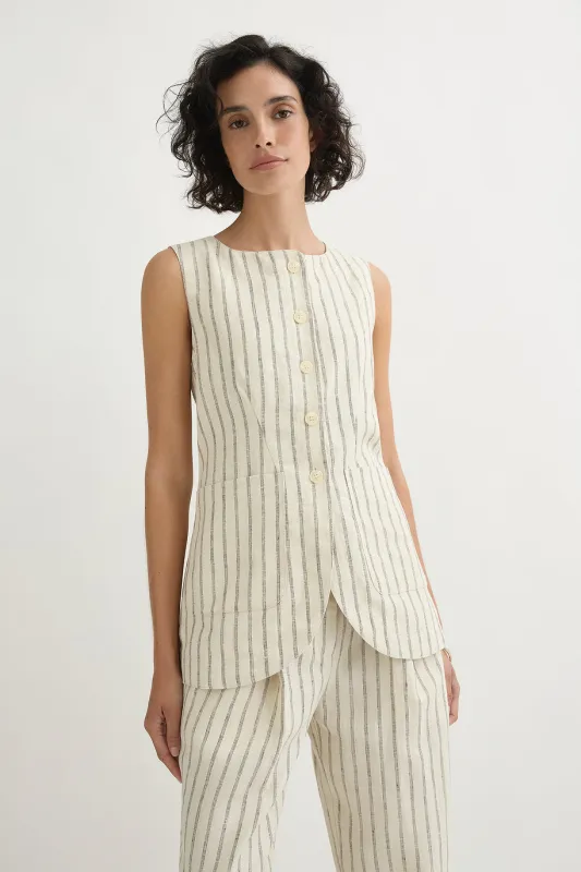 EMMA VEST - CREAM PINSTRIPE sold by Posse