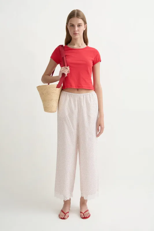 MARLOWE PANT - CREAM & RED POLKA DOT sold by Posse